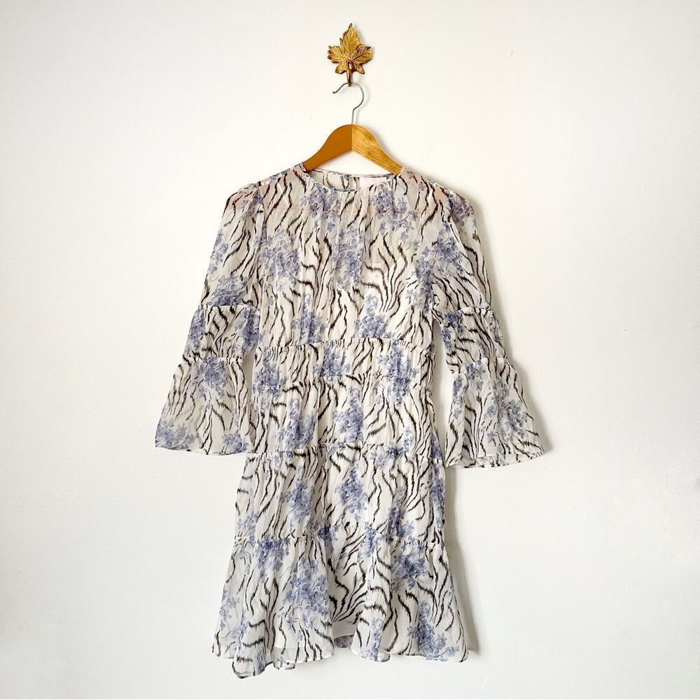 Cinq A Sept June Gardenia Mini Dress Sheer Tiger print NWT $395 size 2
